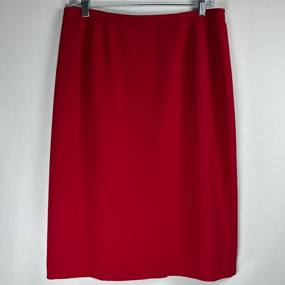 Suit Studio Pencil Skirt 10 Red Lined Knee Length Professional Career Classic